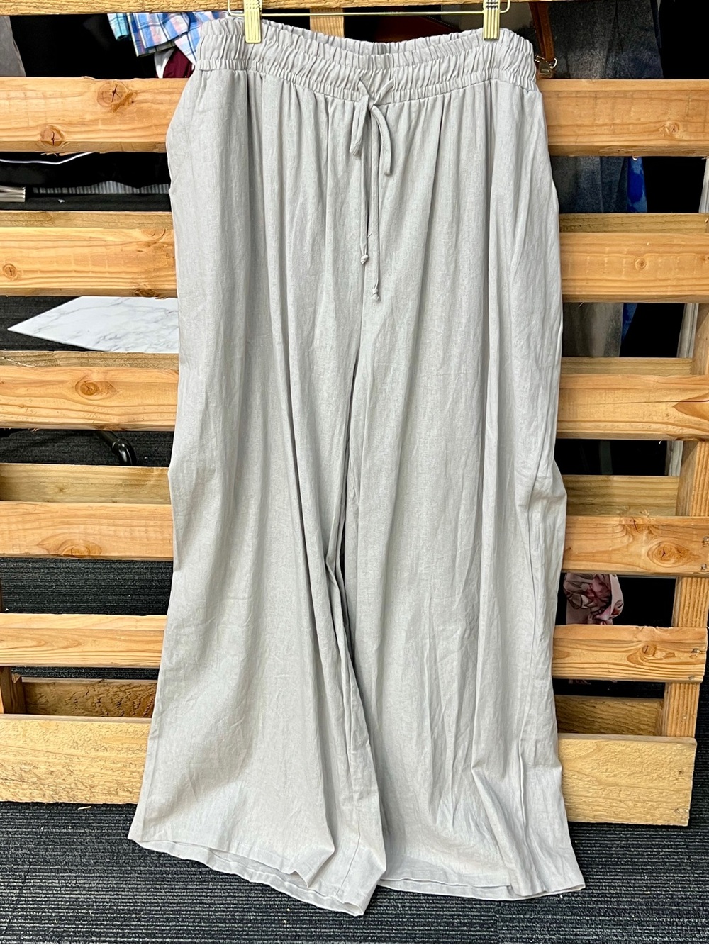 white birch Light Gray Wide-Leg Drawstring Pants